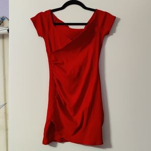 Knit red mini dress